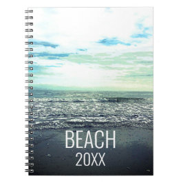 Cuaderno Tipografía artística de playa Olas oceánicas 2021