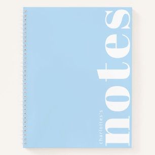 Cuaderno Tipografía azul Pastel minimalista Personalizado m
