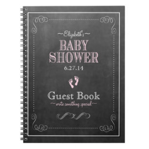Cuaderno Tipografía Baby Shower del rosa de la mirada de l