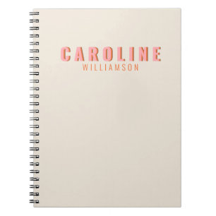 Cuaderno Tipografía Creativa Personalizada Retro Rosa y Nar