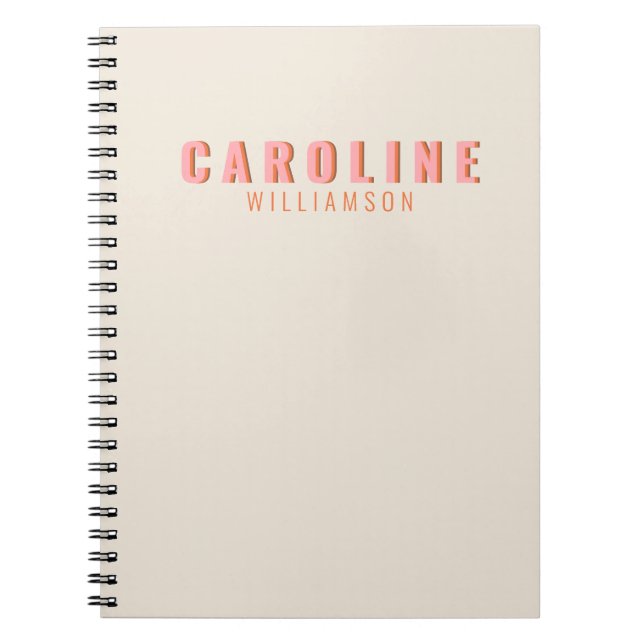 Cuaderno Tipografía Creativa Personalizada Retro Rosa y Nar (Frente)