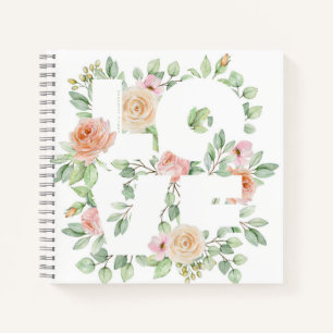 Cuaderno Tipografía de AMOR con Rosas y Verdor en Acuarela