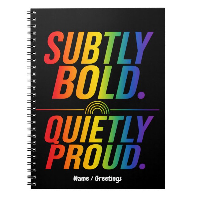 Cuaderno Tipografía de Arcoíris Sutilmente Audaz y Silencio (Frente)