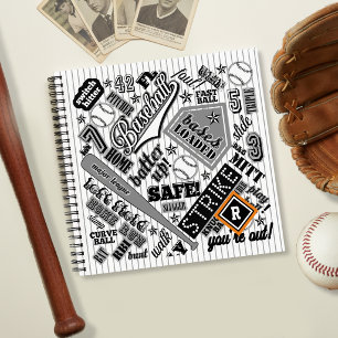 Cuaderno Tipografía de béisbol Rayas blancas y negras ID770