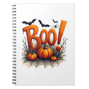 Cuaderno Tipografía de Boo Lindo Calabaza Espeluznante Hall