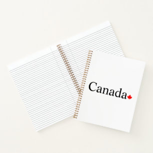 Cuaderno Tipografía de Canadá con hojas de arce rojas blanc