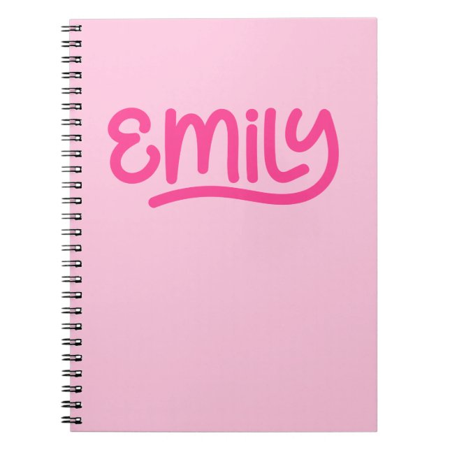 Cuaderno Tipografía de escritura a mano de Emily rosa suave (Frente)