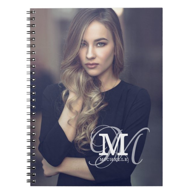 Cuaderno Tipografía de fotografía y nombre de personalizado (Frente)