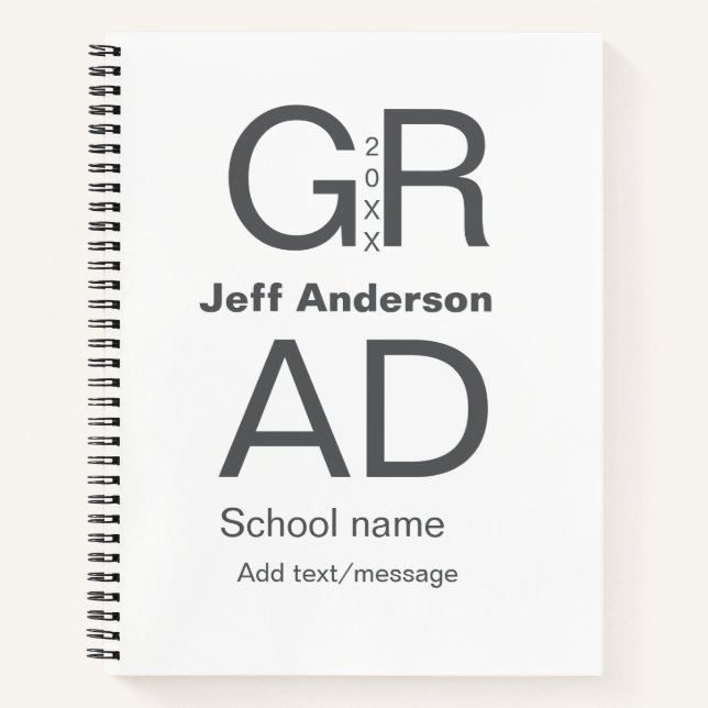 Cuaderno Tipografía de grado moderna graduación simple míni (Anverso)