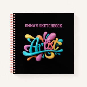 Cuaderno Tipografía de letra de artista, Colorido, Boceto e