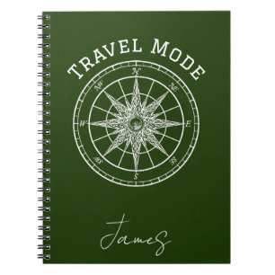 Cuaderno Tipografía de modo de viaje, brújula vintage, mini
