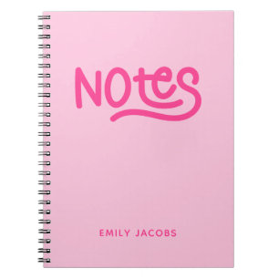 Cuaderno Tipografía de notas manuscritas rosadas