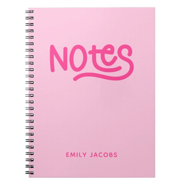 Cuaderno Tipografía de notas manuscritas rosadas (Frente)