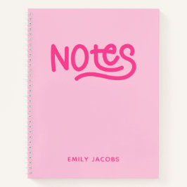 Cuaderno Tipografía de notas manuscritas rosadas