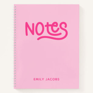 Cuaderno Tipografía de notas manuscritas rosadas