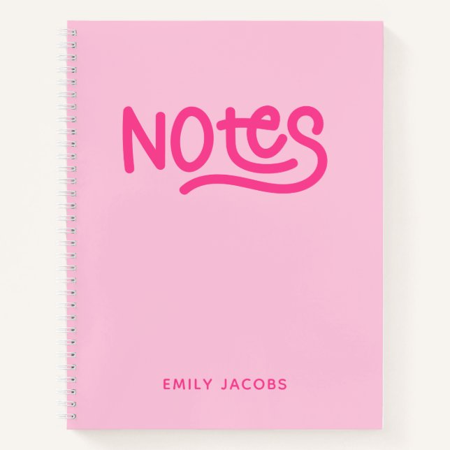 Cuaderno Tipografía de notas manuscritas rosadas (Anverso)