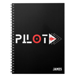 Cuaderno Tipografía de piloto y avión a reacción, minimalis