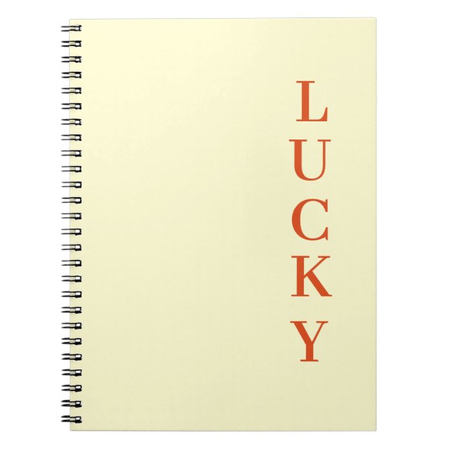 Cuaderno Tipografía de texto LUCKY personalizada  (Frente)