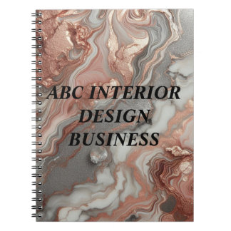 Cuaderno Tipografía de textura de mármol plateado rosa oro 