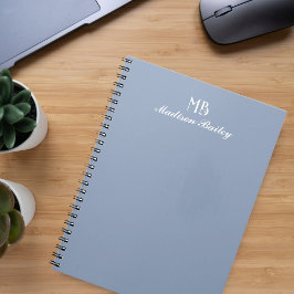 Cuaderno Tipografía decorativa monograma azul turbio