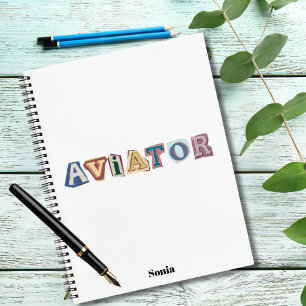 Cuaderno Tipografía del aviador, diversión, frescura, aviac