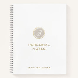 Cuaderno Tipografía dorada Monograma de nombre en acuarela 