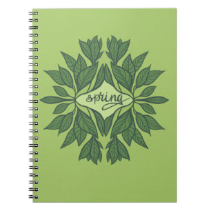 Cuaderno Tipografía estética de las hojas verdes de primave