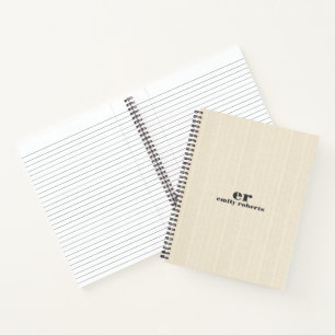 Cuaderno Tipografía Gris Arpillera Beige Claro Monograma