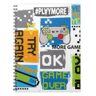 Cuaderno Tipografía Impresión de píxeles de juego. Ilustrac
