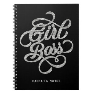 Cuaderno Tipografía Jefa de Chica Glam Diamante de Plata Ne