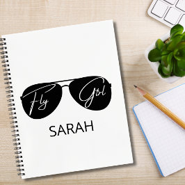 Cuaderno Tipografía Minimalista Chica Voladora Gafas de Sol