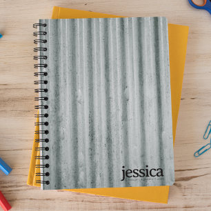 Cuaderno Tipografía moderna de acero corrugado gris azulado