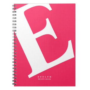 Cuaderno Tipografía moderna de nombre inicial en rosa vibra