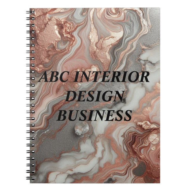 Cuaderno Tipografía moderna de rosa dorado de mármol platea (Frente)