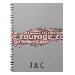 Cuaderno Tipografía moderna de valor gris y rosa roto