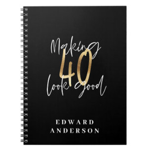 Cuaderno Tipografía moderna en blanco y negro y en oro por
