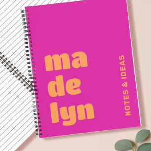 Cuaderno Tipografía negrita letras grandes nombre naranja m