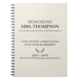 Cuaderno Tipografía Personalizada para Jubilación de Maestr