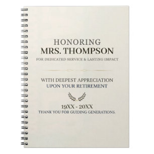 Cuaderno Tipografía Personalizada para Jubilación de Maestr