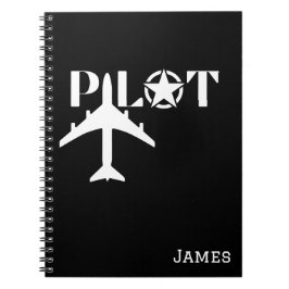 Cuaderno Tipografía piloto y avión, Minimalista, personaliz
