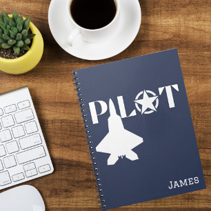 Cuaderno Tipografía piloto y avión, Minimalista, personaliz