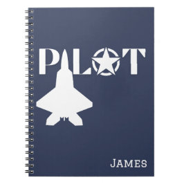 Cuaderno Tipografía piloto y avión, Minimalista, personaliz