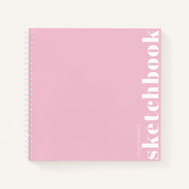 Cuaderno Típografía rosada Pastel Personalizado moderno (Anverso)