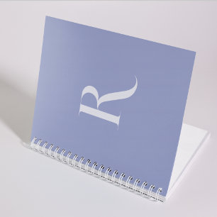 Cuaderno Tipografía única monograma azul limpio inicial
