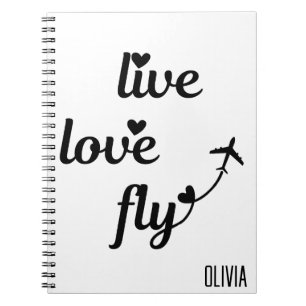 Cuaderno Tipografía Vuela Amar Volar con Corazones, Avión V