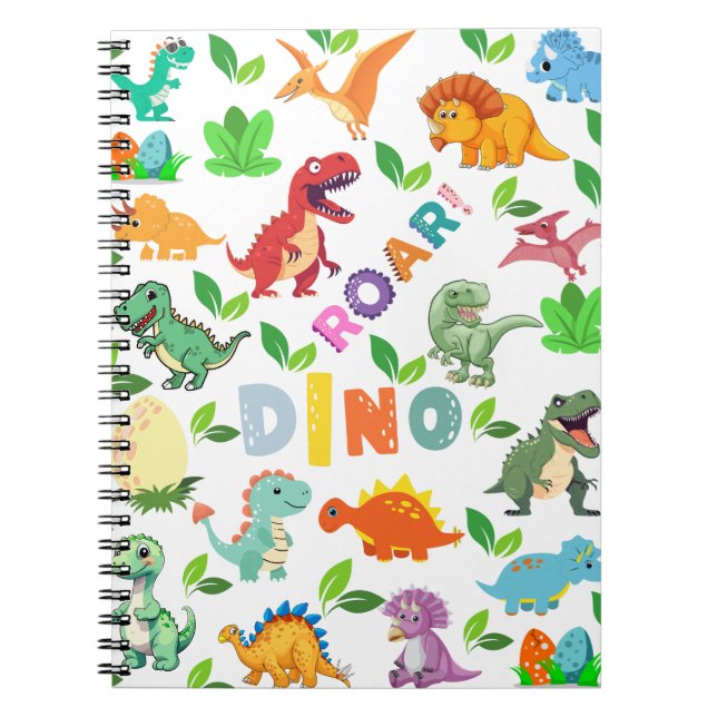 Cuaderno Tipos de dinosaurios lindos sin costuras (Frente)