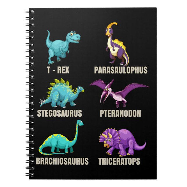 Cuaderno Tipos de dinosaurios Trex Triceratops Dino Fan (Frente)