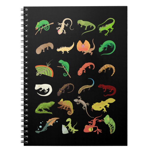 Cuaderno Tipos Reptiles Cute Gecko Lizard (Frente)