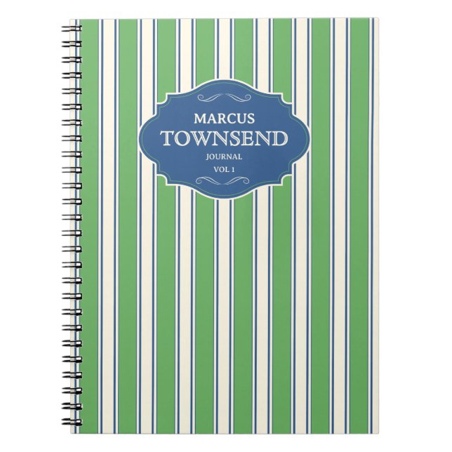 Cuaderno Tira verde azul personalizada (Frente)