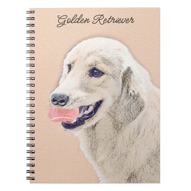 Cuaderno Tirador de oro con arte de perro pintado de bolas  (Frente)